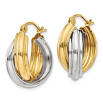 將圖片載入圖庫檢視器 14K Gold Two Tone 18mmx10mmx9mm Modern Contemporary Double Hoop Earrings

