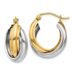 將圖片載入圖庫檢視器 14K Gold Two Tone 18mmx10mmx9mm Modern Contemporary Double Hoop Earrings
