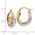 Afbeelding in Gallery-weergave laden, 14K Gold Two Tone 18mmx10mmx9mm Modern Contemporary Double Hoop Earrings
