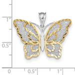 Ladda upp bild till gallerivisning, 14k Yellow Gold and Rhodium Butterfly Filigree Pendant Charm
