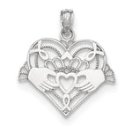 Załaduj obraz do przeglądarki galerii, 14k White Gold Claddagh Heart Pendant Charm
