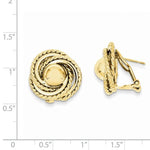 Carregar imagem no visualizador da galeria, 14k Yellow Gold Love Knot Button Omega Back Post Earrings
