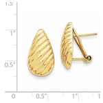 Carica l&#39;immagine nel visualizzatore di Gallery, 14k Yellow Gold Textured Teardrop Omega Clip Back Earrings
