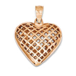 Afbeelding in Gallery-weergave laden, 14k Rose Gold Small Puffy Heart Cage Hollow Pendant Charm
