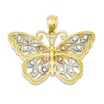 Carica l&#39;immagine nel visualizzatore di Gallery, 14k Yellow Gold Rhodium Butterfly Open Back Pendant Charm
