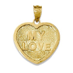 Cargar imagen en el visor de la galería, 14k Yellow Gold My Love XOXO Heart Reversible Pendant Charm
