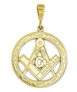 14k Yellow Gold Masonic Pendant Charm - [cklinternational]