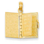 Załaduj obraz do przeglądarki galerii, 14k Yellow Gold Ten Commandments Bible 3D Pendant Charm
