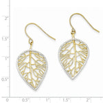 Afbeelding in Gallery-weergave laden, 14k Yellow Gold Rhodium Leaf Drop Shepherd Hook Dangle Earrings
