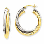 Carica l&#39;immagine nel visualizzatore di Gallery, 14K Gold Two Tone 24mmx23mmx6mm Modern Contemporary Double Hoop Earrings
