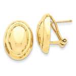 Lataa kuva Galleria-katseluun, 14k Yellow Gold Polished Oval Button Omega Clip Back Earrings
