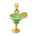 Cargar imagen en el visor de la galería, 14k Yellow Gold Enamel Green Margarita Cocktail Drink Pendant Charm
