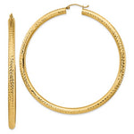 Загрузить изображение в средство просмотра галереи, 14K Yellow Gold Diamond Cut Round Hoop Earrings 70mm x 4mm
