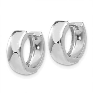 14k White Gold Classic Round Polished Hinged Hoop Huggie Earrings