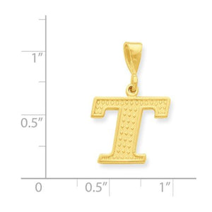 14K Yellow Gold Uppercase Initial Letter T Block Alphabet Pendant Charm