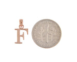 Load image into Gallery viewer, 14K Rose Gold Uppercase Initial Letter F Block Alphabet Pendant Charm
