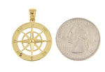 Indlæs billede til gallerivisning 14k Yellow Gold Nautical Compass Medallion Pendant Charm
