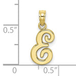 Afbeelding in Gallery-weergave laden, 14K Yellow Gold Script Initial Letter E Cursive Alphabet Pendant Charm
