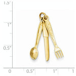 Kép betöltése a galériamegjelenítőbe: 14K Yellow Gold Knife Fork Spoon Silverware 3D Pendant Charm
