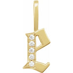 Cargar imagen en el visor de la galería, 14k Yellow Rose White Gold Diamond Gothic Letter E Initial Alphabet Pendant Charm
