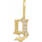 Carregar imagem no visualizador da galeria, 14k Yellow Rose White Gold Diamond Gothic Letter G Initial Alphabet Pendant Charm
