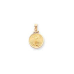 Lataa kuva Galleria-katseluun, 14K Yellow Gold Holds 1/10 oz One Tenth Ounce American Eagle Coin Holder Bezel Pendant Charm Screw Top for 16.5mm x 1.3mm Coins
