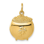 画像をギャラリービューアに読み込む, 14K Yellow Gold Pot of Gold Clover Pendant Charm
