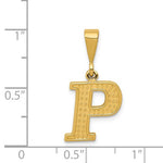 이미지를 갤러리 뷰어에 로드 , 14K Yellow Gold Uppercase Initial Letter P Block Alphabet Pendant Charm
