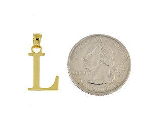 14K Yellow Gold Uppercase Initial Letter L Block Alphabet Large Pendant Charm