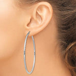 Indlæs billede til gallerivisning Sterling Silver Diamond Cut Classic Round Hoop Earrings 60mm x 2mm
