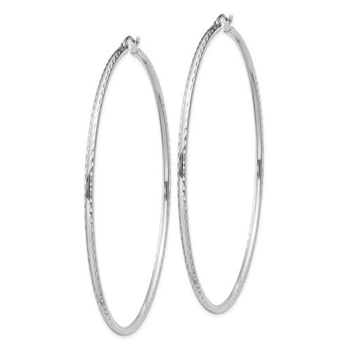 Sterling Silver Diamond Cut Classic Round Hoop Earrings 70mm x 2mm