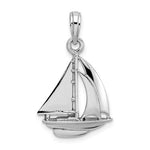 Indlæs billede til gallerivisning 14k White Gold Sailboat Sailing 3D Pendant Charm
