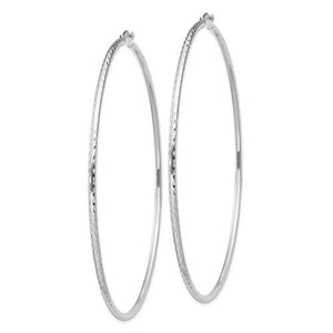 Sterling Silver Diamond Cut Classic Round Hoop Earrings 75mm x 2mm