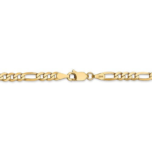 14K Yellow Gold 4mm Flat Figaro Bracelet Anklet Choker Necklace Pendant Chain
