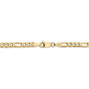 14K Yellow Gold 4mm Flat Figaro Bracelet Anklet Choker Necklace Pendant Chain