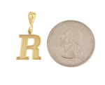 Lataa kuva Galleria-katseluun, 14K Yellow Gold Uppercase Initial Letter R Block Alphabet Pendant Charm
