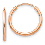 Carica l&#39;immagine nel visualizzatore di Gallery, 14K Rose Gold 15mm x 1.5mm Endless Round Hoop Earrings
