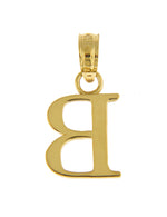 이미지를 갤러리 뷰어에 로드 , 14K Yellow Gold Uppercase Initial Letter B Block Alphabet Pendant Charm
