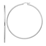 画像をギャラリービューアに読み込む, Sterling Silver Diamond Cut Classic Round Hoop Earrings 70mm x 2mm
