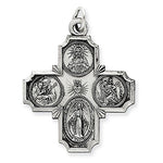 將圖片載入圖庫檢視器 Sterling Silver Cruciform Cross Four Way Medal Antique Style Pendant Charm
