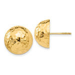 이미지를 갤러리 뷰어에 로드 , 14k Yellow Gold 14mm Hammered Half Ball Button Post Earrings
