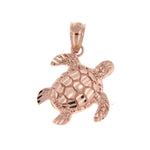 Kép betöltése a galériamegjelenítőbe: 14k Rose Gold Turtle Open Back Pendant Charm
