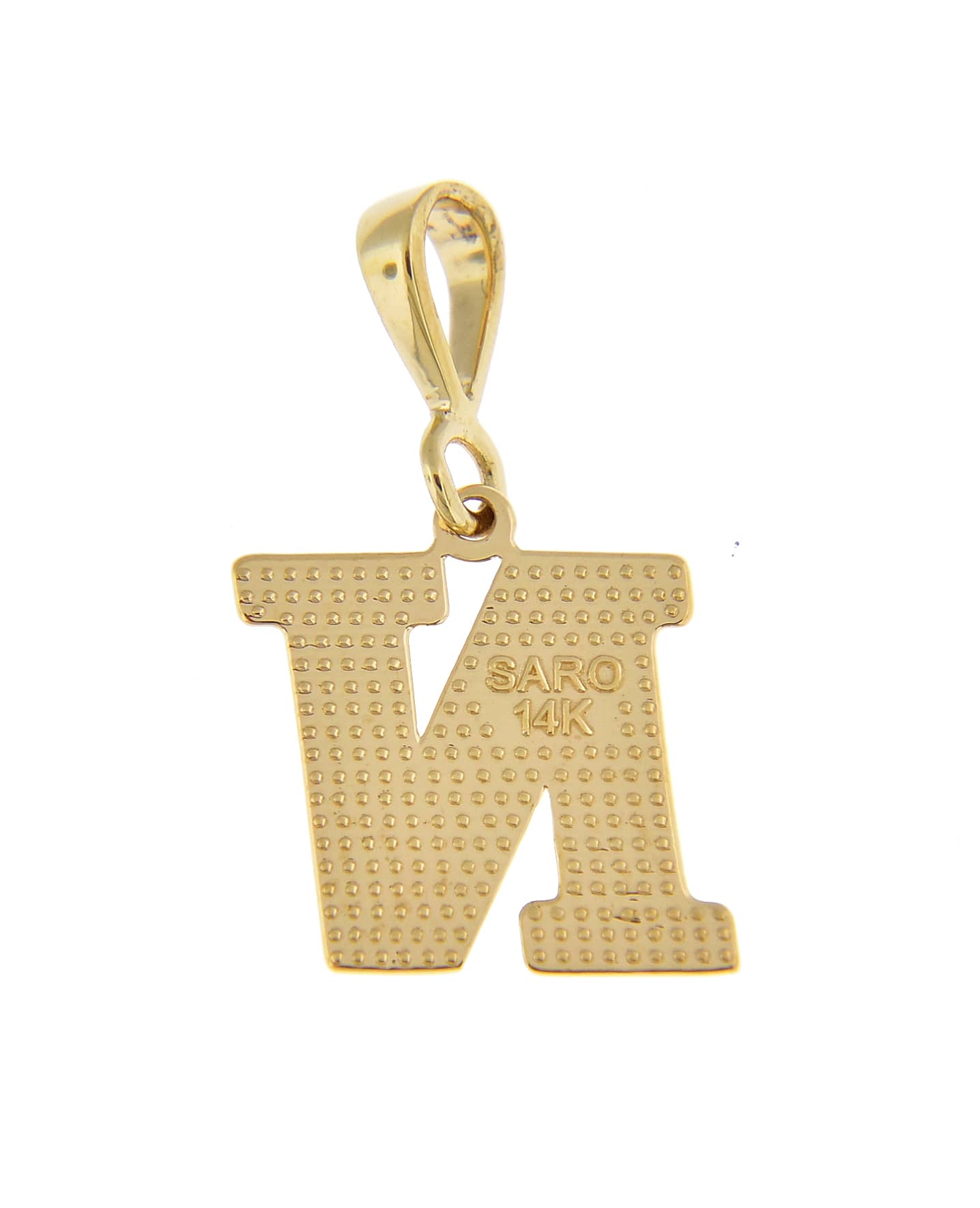 14K Yellow Gold Uppercase Initial Letter N Block Alphabet Pendant Charm