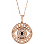 이미지를 갤러리 뷰어에 로드 , Platinum 14k Yellow Rose White Gold Eye Diamond Onyx Pendant Charm Necklace Set
