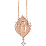 Kép betöltése a galériamegjelenítőbe: Platinum 14k Yellow Rose White Gold Diamond Miraculous Medal Blessed Virgin Mary Necklace
