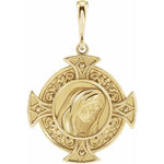 將圖片載入圖庫檢視器 Platinum 14k Yellow Rose White Gold Sterling Silver Virgin Mary Cross Pendant Charm Necklace
