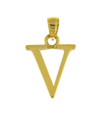 Load image into Gallery viewer, 14K Yellow Gold Uppercase Initial Letter V Block Alphabet Large Pendant Charm
