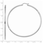 Lataa kuva Galleria-katseluun, 14k White Gold 68mm x 2mm Large Classic Round Hoop Earrings
