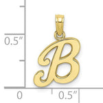 Afbeelding in Gallery-weergave laden, 14K Yellow Gold Script Initial Letter B Cursive Alphabet Pendant Charm
