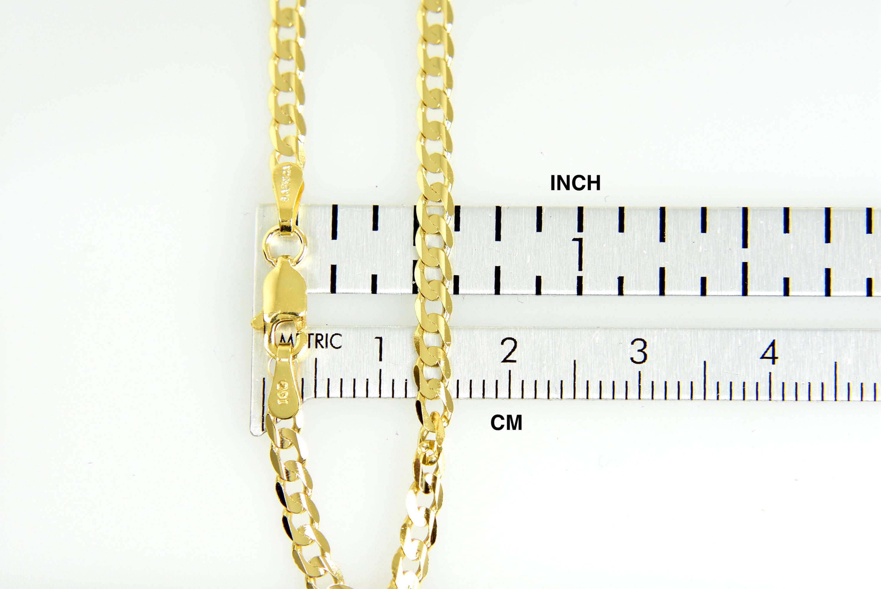 14K Yellow Gold 3mm Open Concave Curb Bracelet Anklet Choker Necklace Pendant Chain